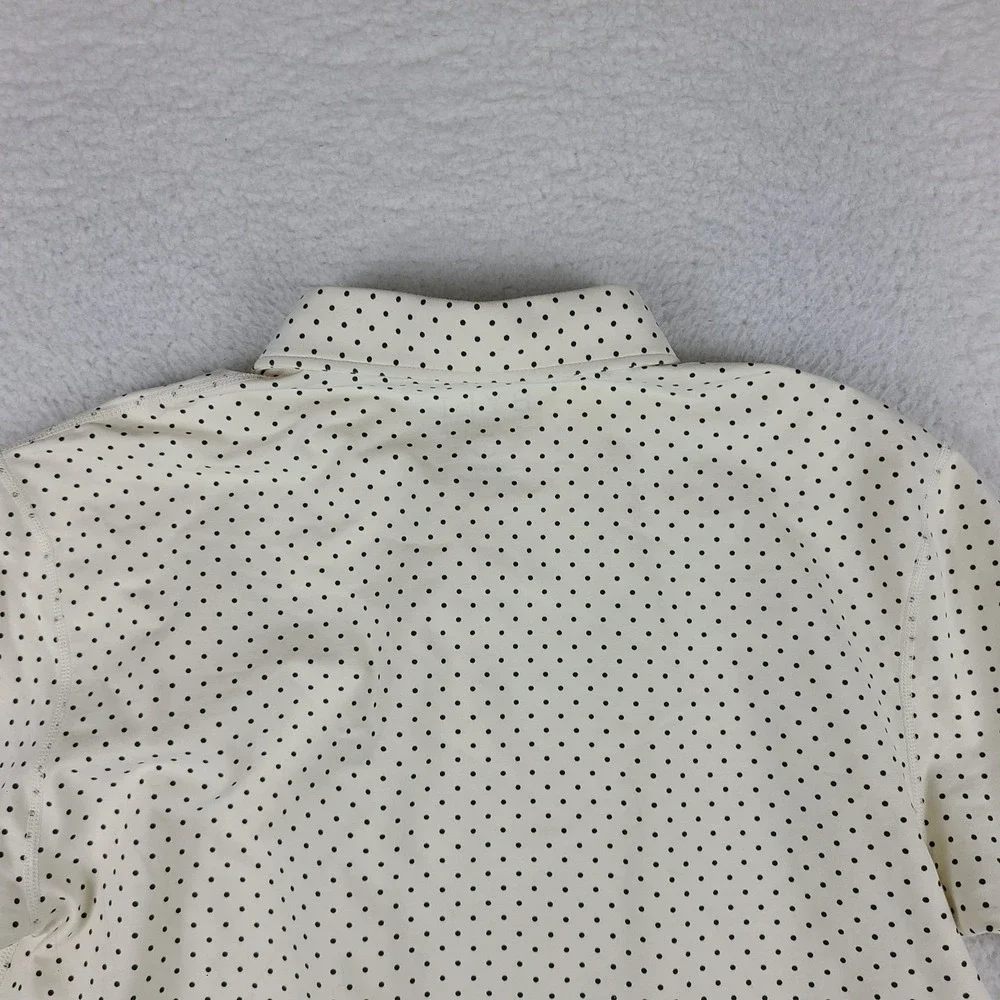 BYLT Premium Basics Lux Polo Shirt Mens Large Beige Black Polka Dot Performance